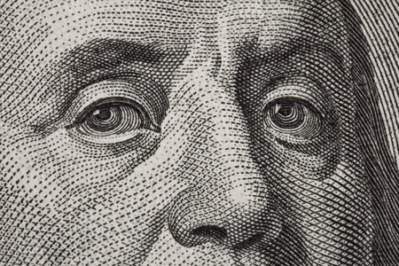 macro face franklin 100 currency
