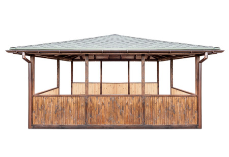wooden house isolated on white backgroundの写真素材