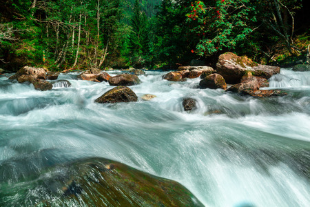 waterfall in the mountains in the national park Hohe Tauern in Austria.の写真素材