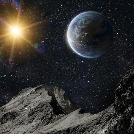View of the earth from the moon. Elements of this image furnished by NASA