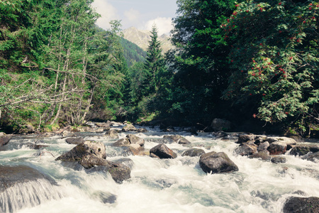 stream in the mountains in the national park Hohe Tauern in Austria.の写真素材