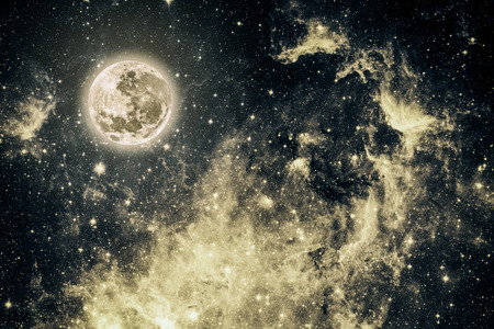 background night sky with stars and moon.