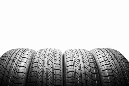black isolation rubber tire, on the white backgroundsの写真素材