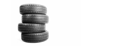 black isolation rubber tire, on the gray backgrounds