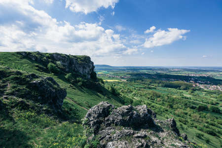 summer panorama of mountains in Europeの写真素材
