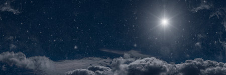 The star shines on the Christmas Eve of Jesus Christ.