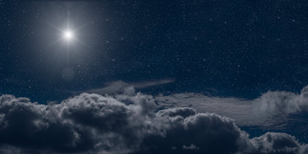 The star shines on the Christmas Eve of Jesus Christ.の写真素材