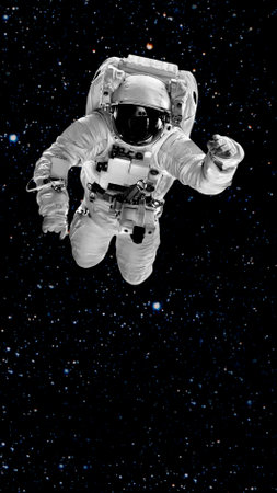 astronaut flies over the earth in space for christmas.