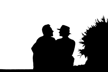 adored by a couple in love on the seashore who enjoys one another at sunsetの写真素材