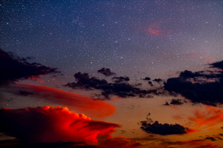 Christmas star shines at night over the mountains of Bethlehemの写真素材