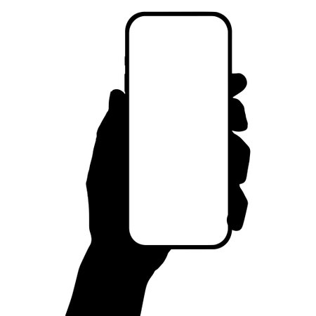 a phone in a hand on a transparent background in vector formatのイラスト素材