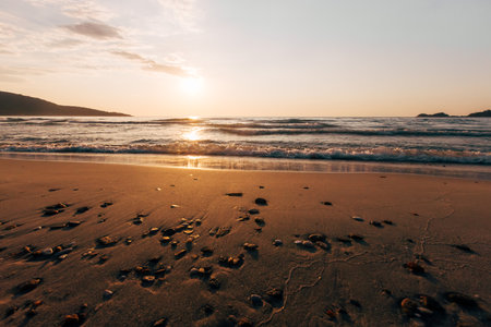 sunset on the sea beachの写真素材