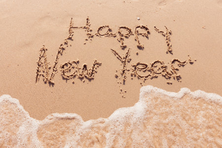 inscription on the seashoreの写真素材