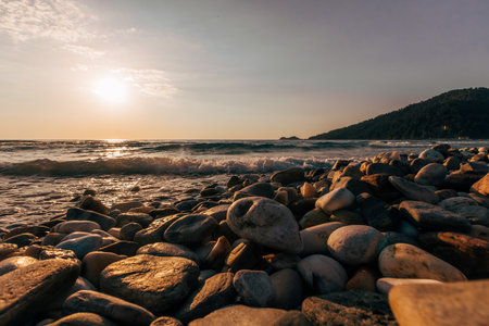 sunset on the sea beachの写真素材