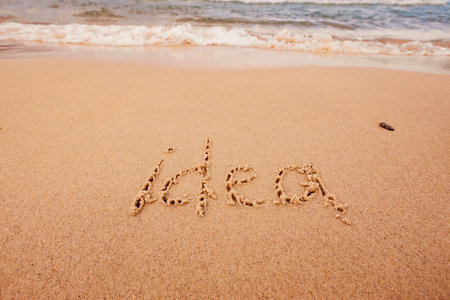 inscription Idea on the seashore with palm treesの写真素材