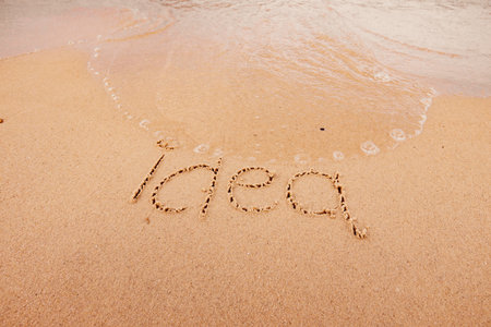 inscription Idea on the seashore with palm treesの写真素材