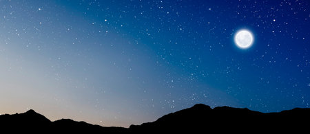 Christmas star shines at night over the mountains of Bethlehemの写真素材