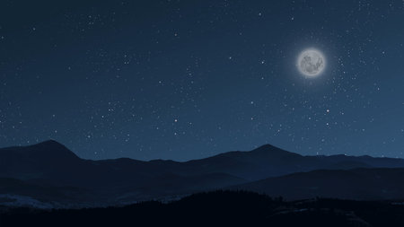 aa movement of stars in the night sky with the view of mountains.の写真素材