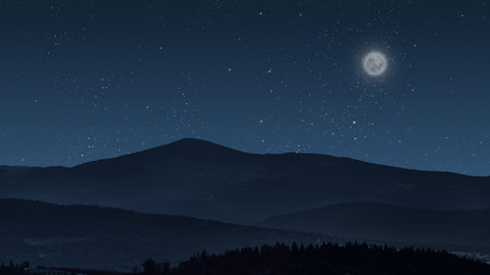 aa movement of stars in the night sky with the view of mountains.の写真素材