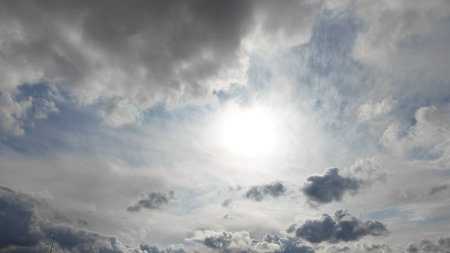 White clouds fly in the skyの写真素材