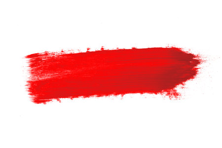 painted brush stroke with colored paint on a transparent backgroundの写真素材