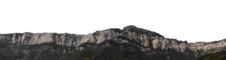 panorama rocky mountain range on transparent background in high quality