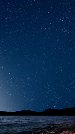 night panorama with a star in the skyの写真素材