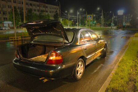 Ivanovo. Russia - 02.06.2019: cars on street in city at nightの写真素材