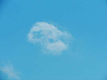 Blue sky with clouds over Russia. Summer skies. Russian sky with clouds. Gray-white and blue colors. Eco Sky in 2021. A sunny day.の写真素材