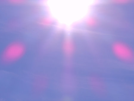 Blue sky and the sun over Russia. Summer skies. Russian sky with clouds. Gray-white and blue colors. Eco Sky in 2021. A sunny day.の写真素材