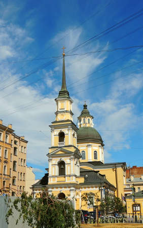 The oldest sights of the city of St. Petersburg against the sky and nature. Buildings built in the last centuries under Peter the Great.の写真素材