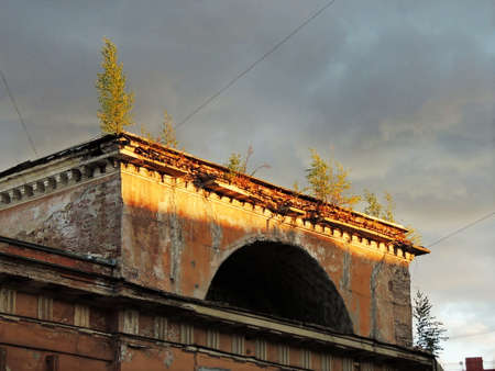 The architecture of buildings in St. Petersburg, an old unified building. Beautiful houses of St. Petersburg. The urban landscape created under Peter the Great.の写真素材