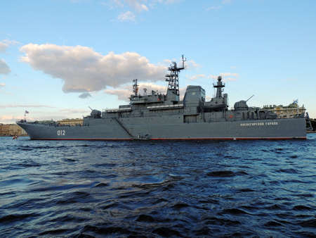 The Navy for the celebration in St. Petersburg in 2021. Exhibition warships of Russia.のeditorial素材