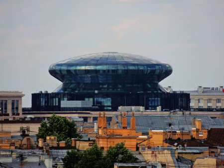 The building of modernity (skyscrapers) in the city of St. Petersburg. Modern architecture of...
