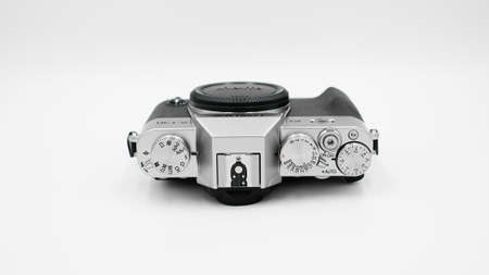 The Fujifilm X-T30 mark ii (2) mirrorless camera case is silver on a white background.のeditorial素材