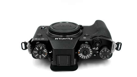 Mirrorless Camera Body Fujifilm X-T30 mark ii (2) black on white background.のeditorial素材