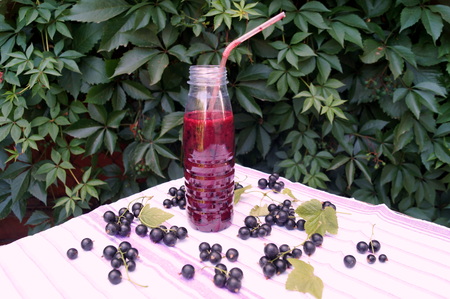 Healthy smoothie from berry of blackcurrant vitamin drink, summer desserts concept.の写真素材