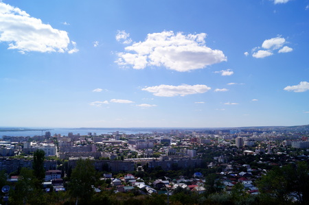 View of Saratov and Volga from an observation deck from Victory parkの写真素材