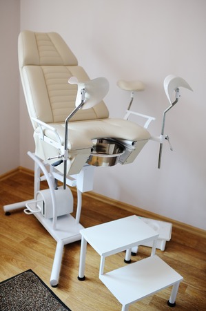 beautiful modern gynecological chair a light beige color in the clinic closeupの写真素材