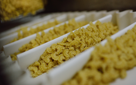 food processing plant for macaroni production. Agnolottiの写真素材