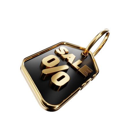 3d render design for a black and gold color discount coupon template at an angleの写真素材