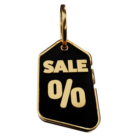 3d render design for a black and gold color discount coupon template at an angle