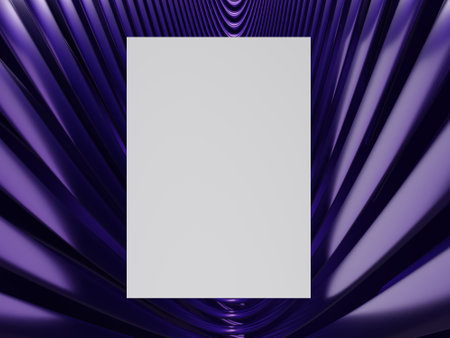 3D rendering of a template, tunnel of purple arches under the canvas
