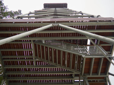 The steel structure of the observation tower in the park, closeup of photoの写真素材