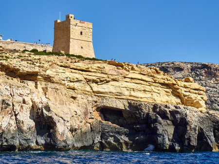 Torri Xutu is an observation tower in Malta near the Blue Grottoの写真素材