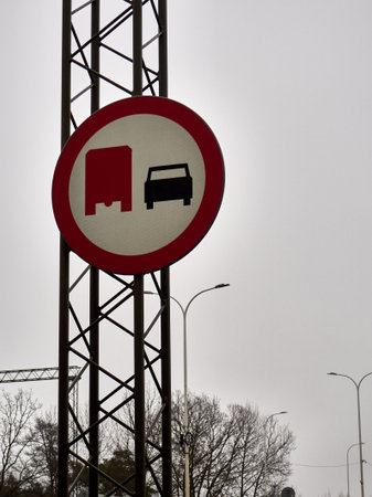 Traffic sign on a road in the city of Gdanskの写真素材