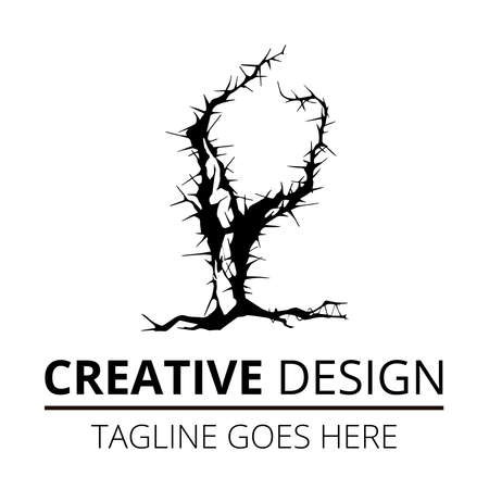 Simple line art black pine tree logo design vector image.のイラスト素材