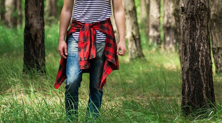 beautiful color shirt at the waist guyの写真素材