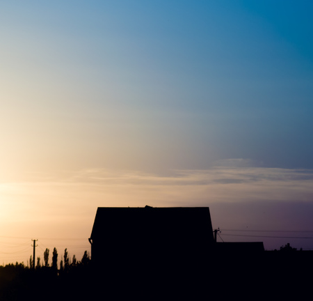 Vanilla evening sky. Sunset. Beautiful sky at sunsetの写真素材