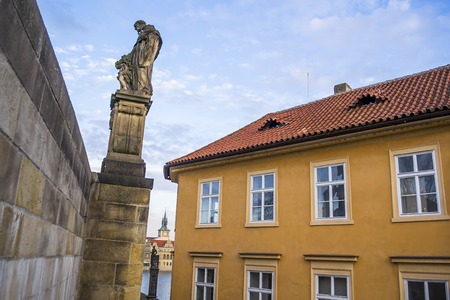 View of Prague Castle and Charles Bridge.Czech Republic.の写真素材